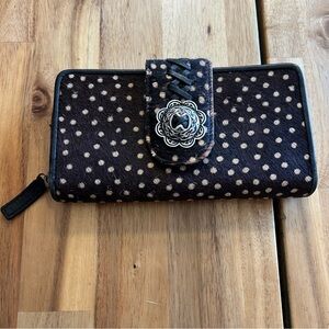 Myra Bag Hair-On Hide Polka Dot Wallet with Silver Concho